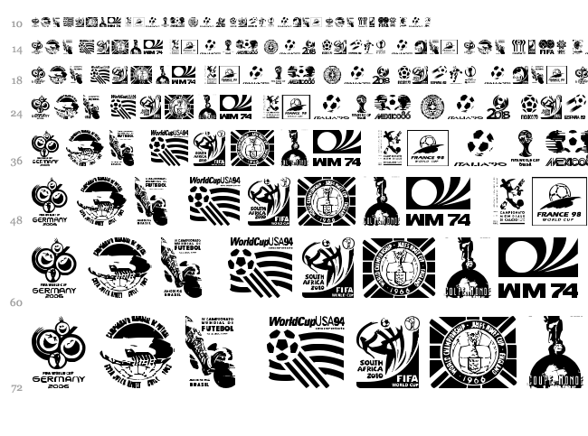 World Cup logos font waterfall